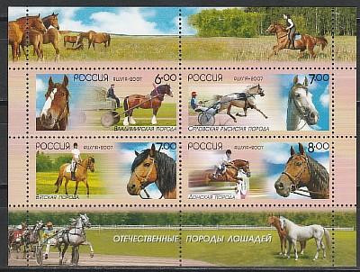 Россия 2007, Лошади, мал.лист Россия 2007, Лошади, мал.лист